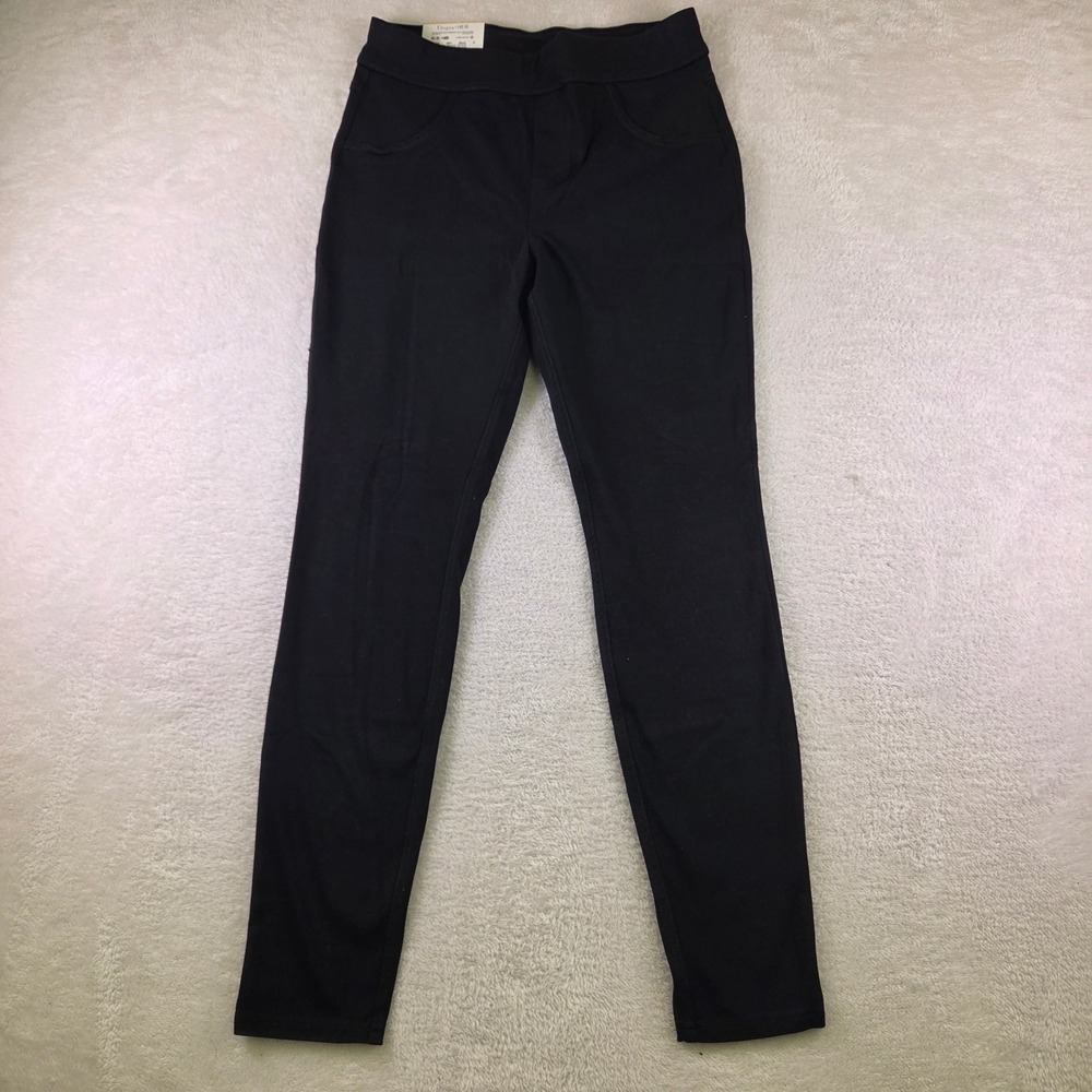Utopia by HUE Black Denim Leggings Womens Size Medium M 8-10 Pull On Jeggings